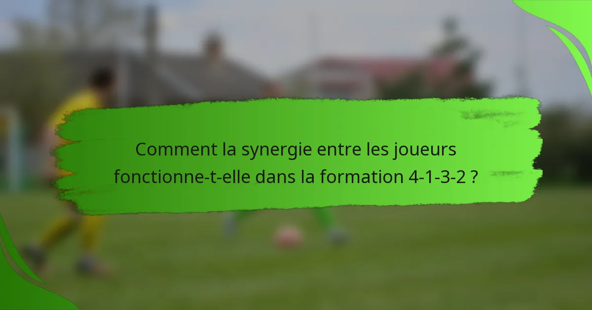 Comment la synergie entre les joueurs fonctionne-t-elle dans la formation 4-1-3-2 ?